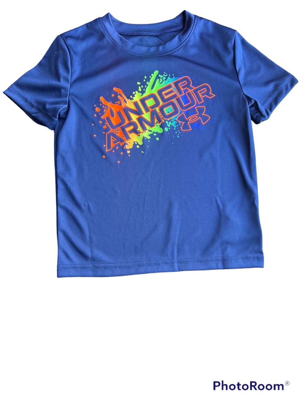 Under Armour Boys’ Athletic Graphic T-Shirt Blue Neon Splash Size 4 NWT